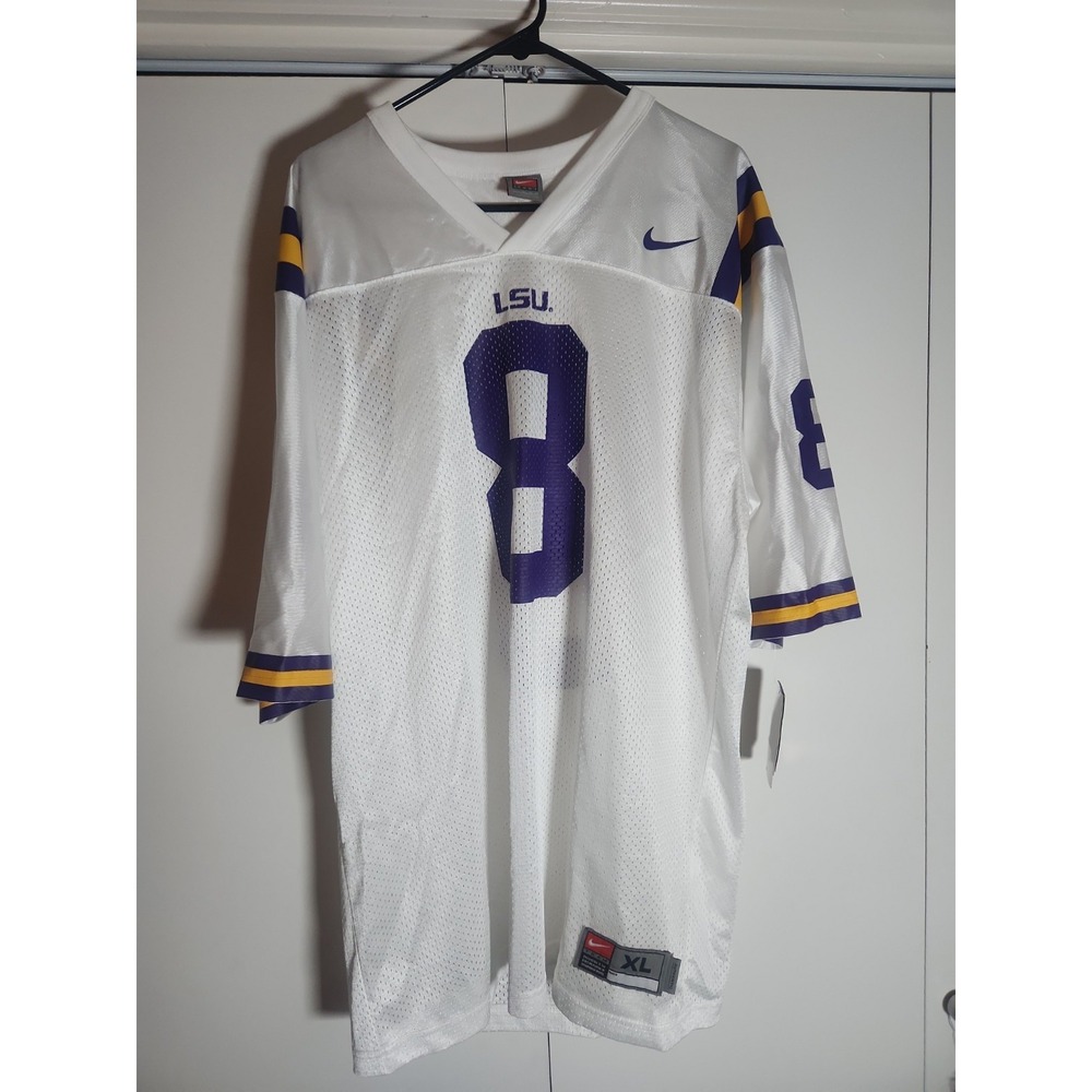 Nike LSU Tigers Football Jersey White #8 XL